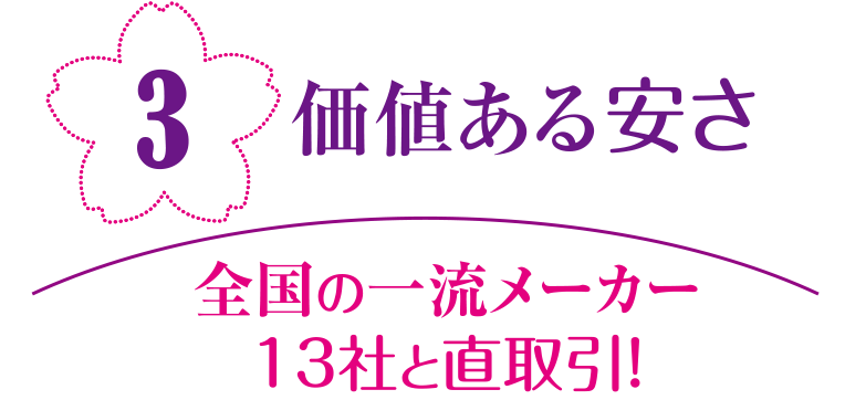 価値ある 安さ 全国の一流メーカー13社と直取引!