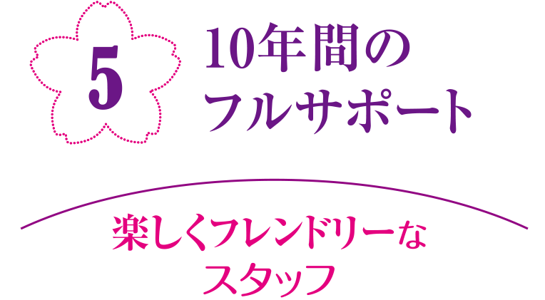 10年間のフルサポート 楽しくフレンドリーなスタッフ