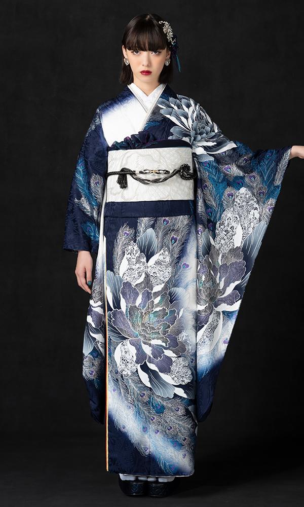 紺地に百花の王 桂由美