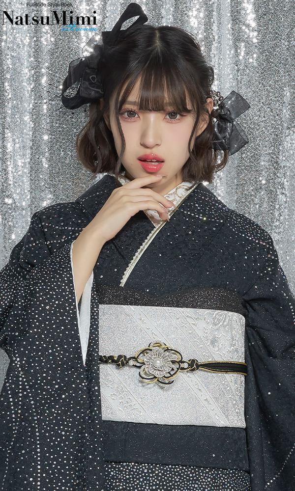 なつみみ 黒キラキラ振袖