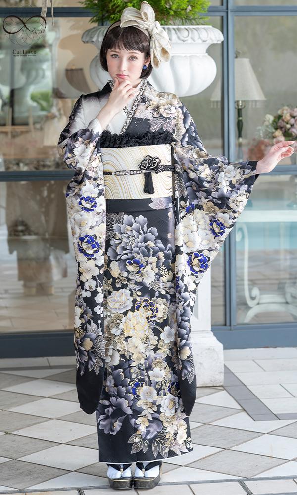 白地に墨絵スワロフスキー