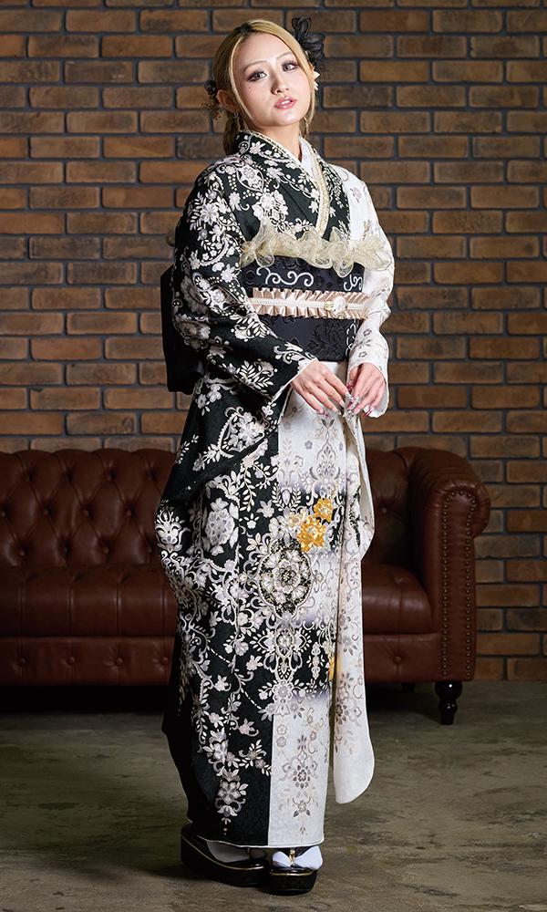 白黒のツートンカラー刺繡