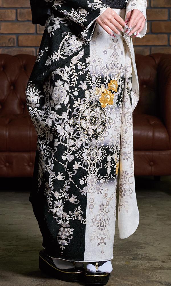 白黒のツートンカラー刺繡