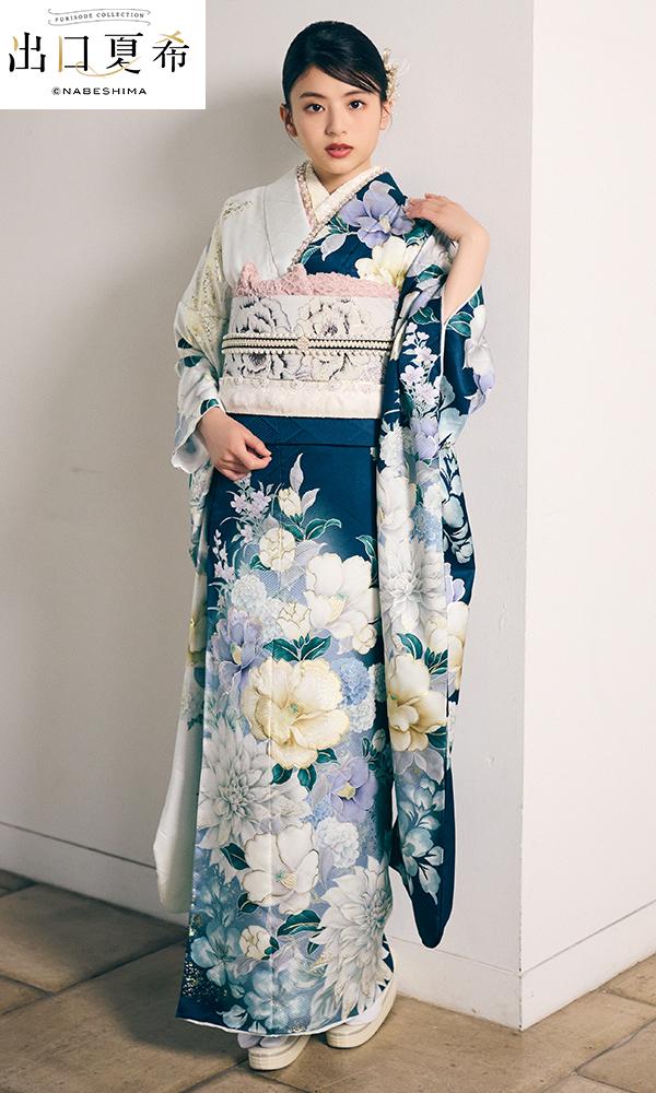 出口夏希 白青の椿振袖