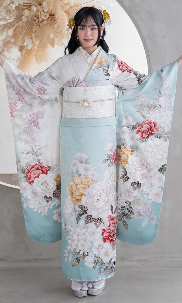 ミント&白に大輪の花々
