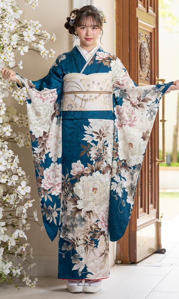 ターコイズブルーに大輪花