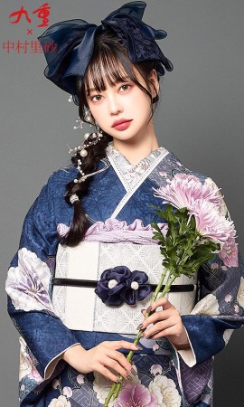 九重×中村里砂紺地振袖