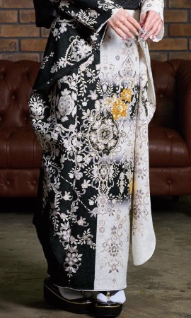 白黒のツートンカラー刺繡