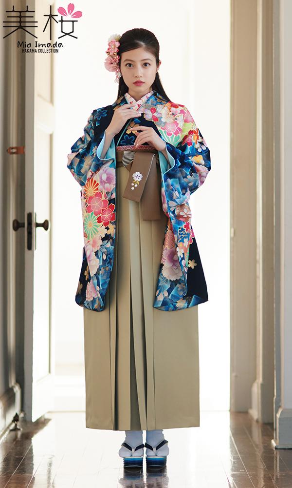 今田美桜着用の二尺袖きもの　青
