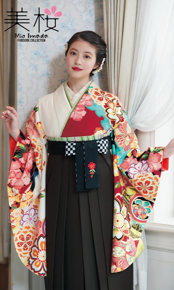 今田美桜着用の2尺袖きもの　白地/赤