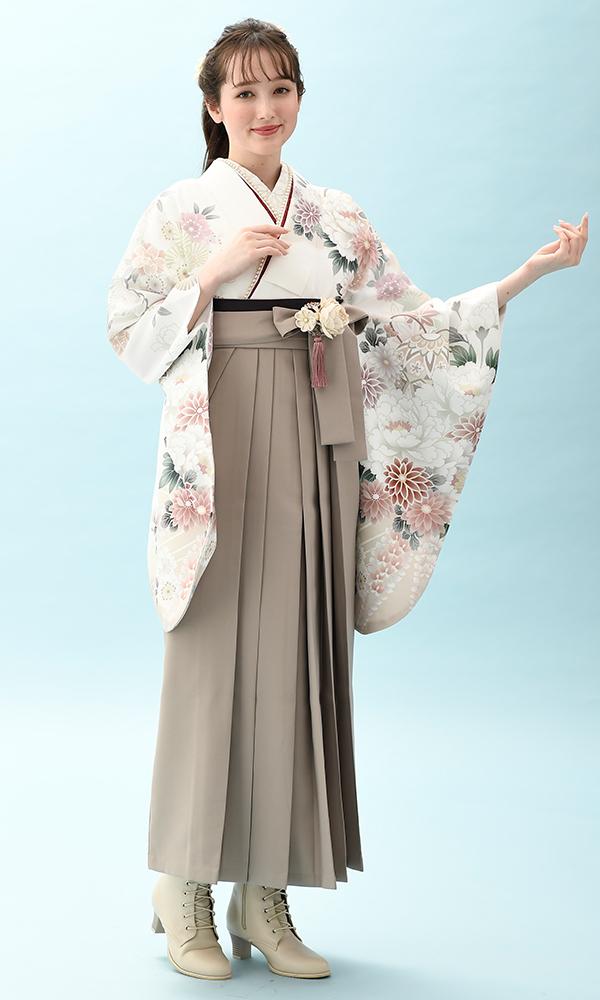 白に花尽くし2尺袖＆袴