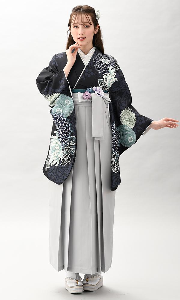 濃紺地に菊と毬＆袴