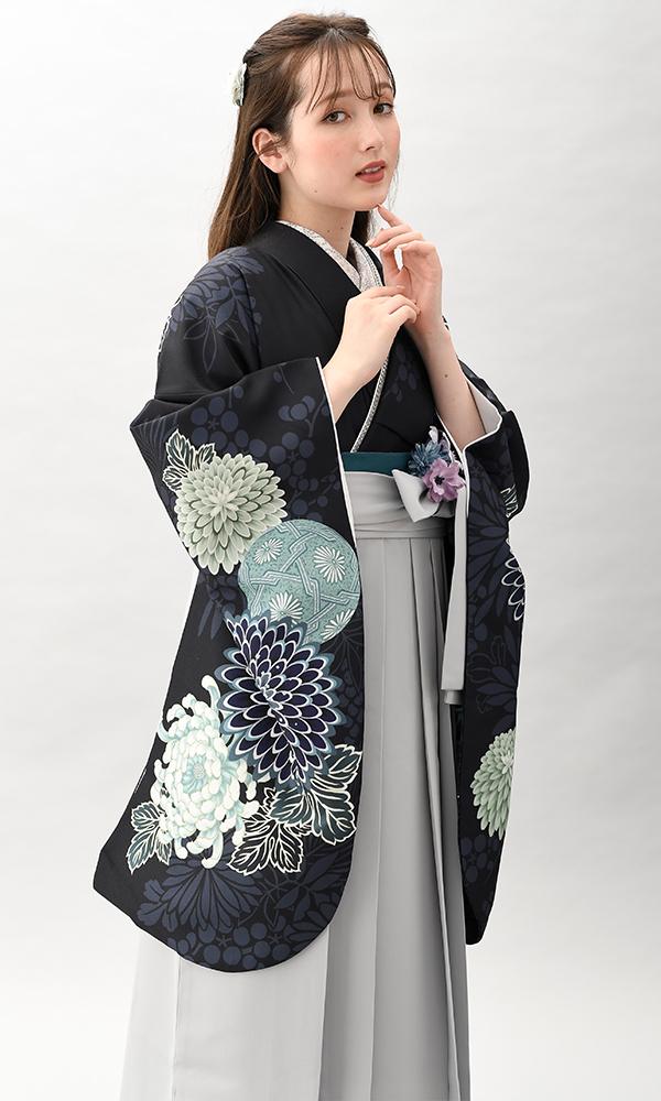 濃紺地に菊と毬＆袴