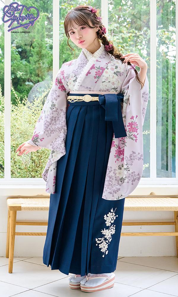さくら/淡紫の2尺袖着物