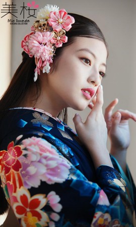 今田美桜着用の二尺袖きもの　青2