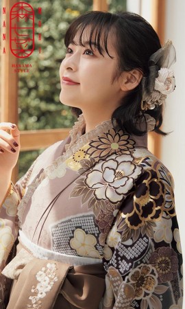 森七菜着用×2尺袖きもの 卒業式袴　くすみ色