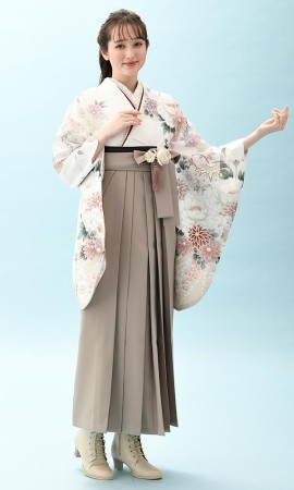 白に花尽くし2尺袖＆袴