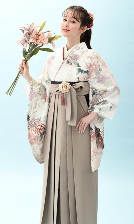 白に花尽くし2尺袖＆袴