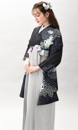 濃紺地に菊と毬＆袴