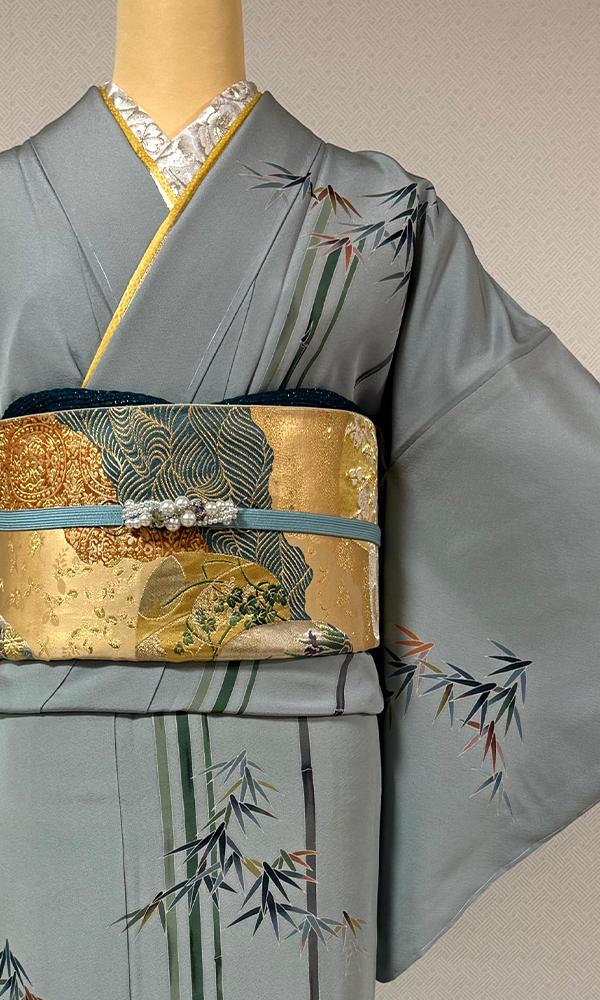 竹に雀 作家もの訪問着