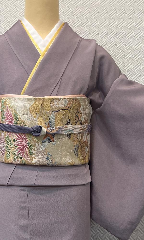 藤色の扇面　色留袖