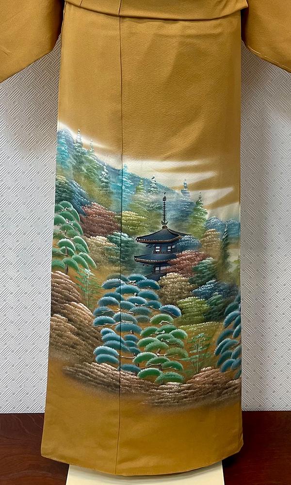 寺院風景文様　色留袖