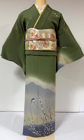 梅にうぐいす 訪問着