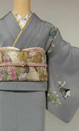 白詰草と童子　訪問着