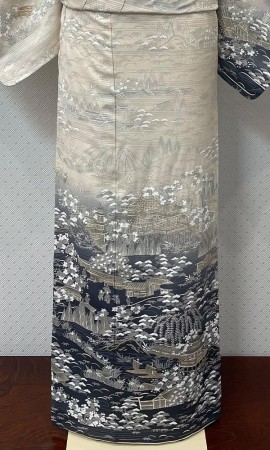 墨絵調　刺繍訪問着