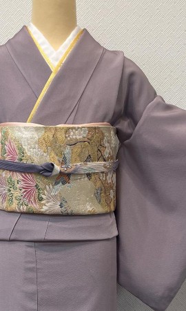 藤色の扇面　色留袖