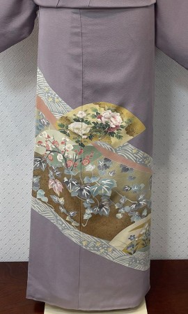 藤色の扇面　色留袖