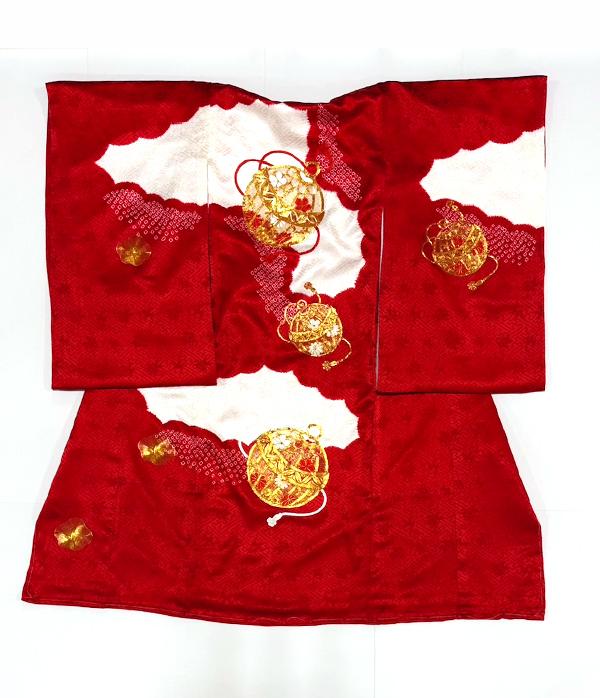 赤地に毬の金駒刺繍/祝着