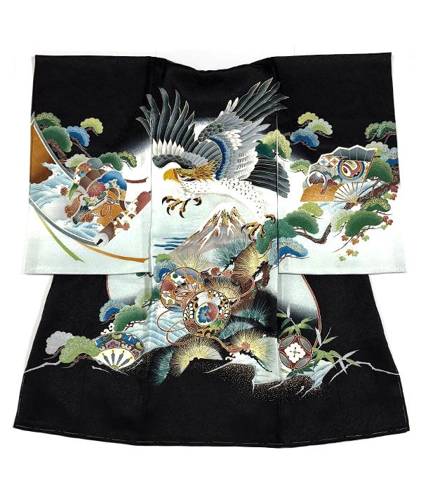黒地に富士と鷹/祝着