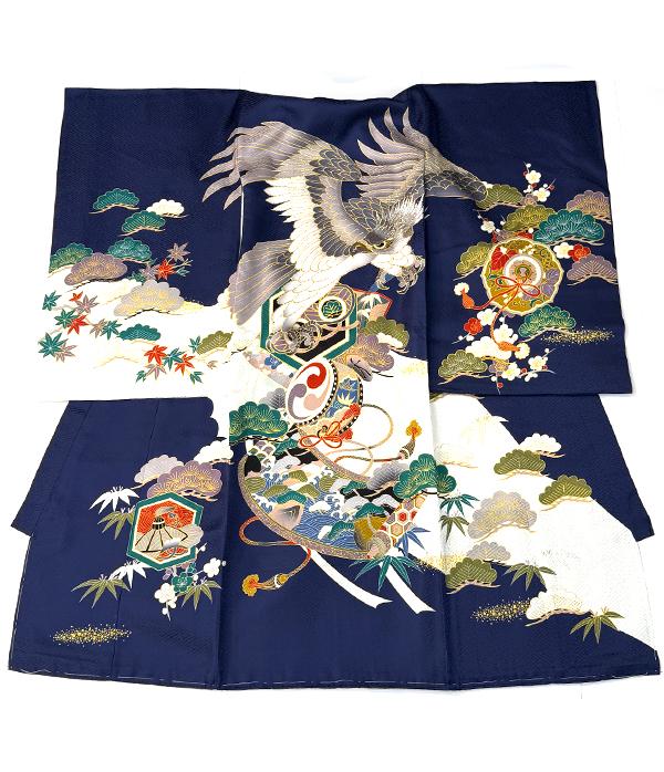 紺地に鷹と太鼓/祝着