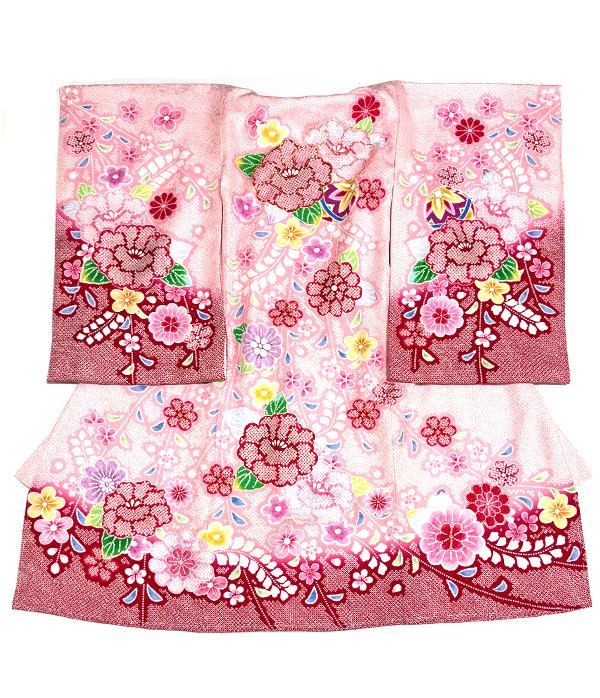 ピンク地に絞り調の花/祝着