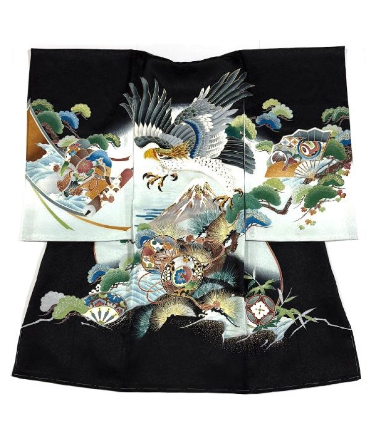 黒地に富士と鷹/祝着